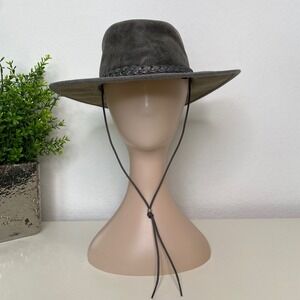 American Hat Makers Head N Home Gray Leather Outback Crusher Cowboy Hat Small